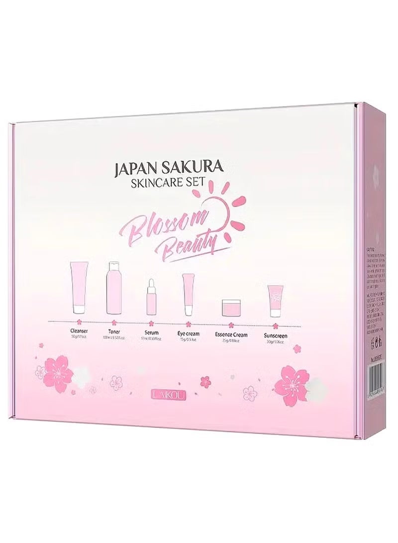 SAKURA The skincare set from Sakura contains six pieces.