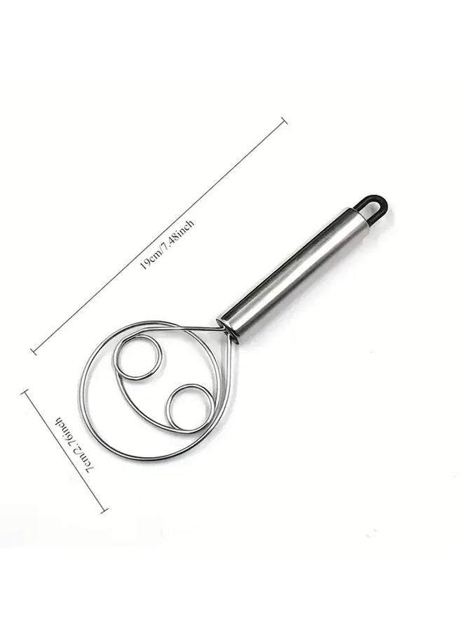 1 قطعة خلاط عجين يدوي من الفولاذ المقاوم للصدأ مع فتحتي خفق أدوات خبز يدوية - Image 4