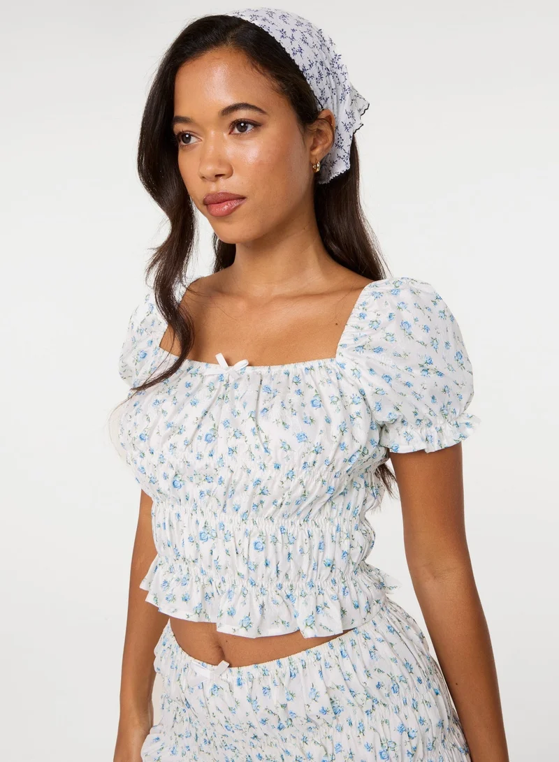 بينك فانيلا Ditsy Print Milkmaid Top
