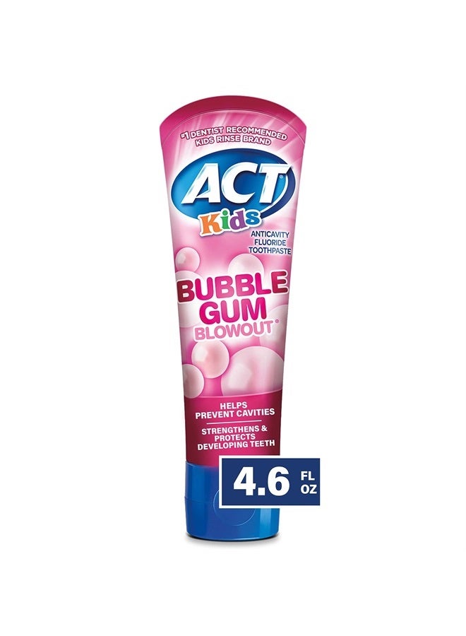 ACT Kids Anticavity Fluoride Toothpaste 4.6 oz. Bubble Gum Blowout  - Image 1