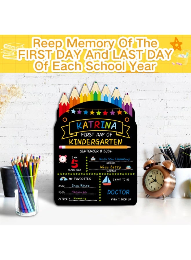 Chielor First Day of School Board Sign, 11.81 x 7.87 Inches Pencil Shape Reusable My First and Last Day at School Chalkboard Gifts Double-Sided Back to Kindergarten Blackboard Supplies - Image 4