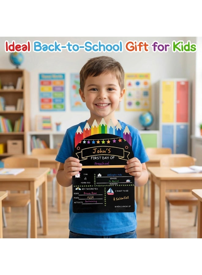 Chielor First Day of School Board Sign, 11.81 x 7.87 Inches Pencil Shape Reusable My First and Last Day at School Chalkboard Gifts Double-Sided Back to Kindergarten Blackboard Supplies - Image 5