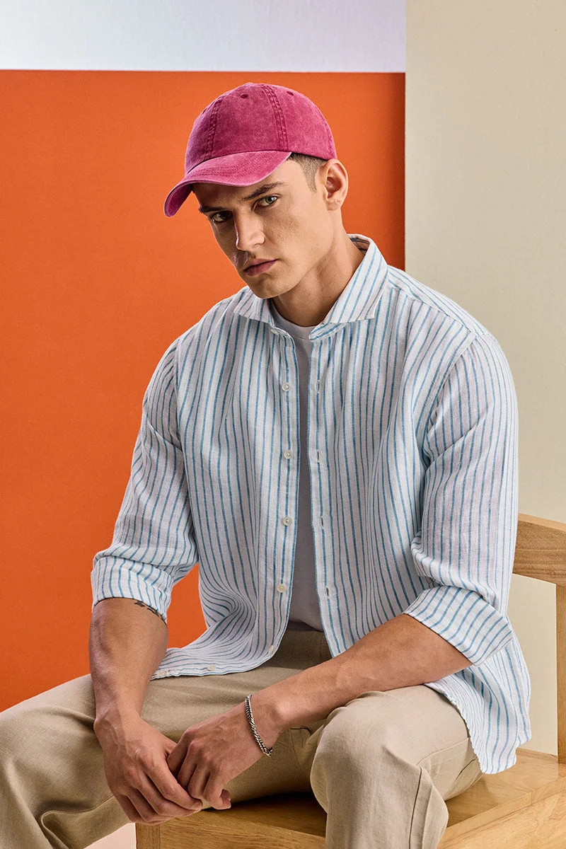 SNITCH Regular Fit Stripes 100% Linen Shirt