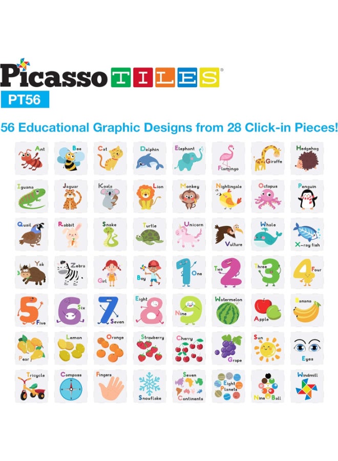 PicassoTiles Picasso Magnetic Tiles Fundamental & Cognition Set 56pieces - Image 3