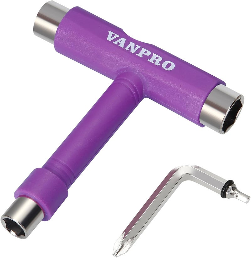 Vanpro skateboard tools skate tool all in one Used for installation and maintenance of various skateboards and roller skates，etc.(Snow Purple, Pack of 1) - Image 1