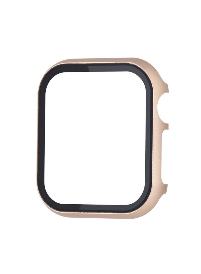 For Apple Watch For Apple Watch Metal Tempered Film Integrated Protective Shell Iwatch6/5/4/3/2/1-Color:Gold-Exterior Dimension:42mm
