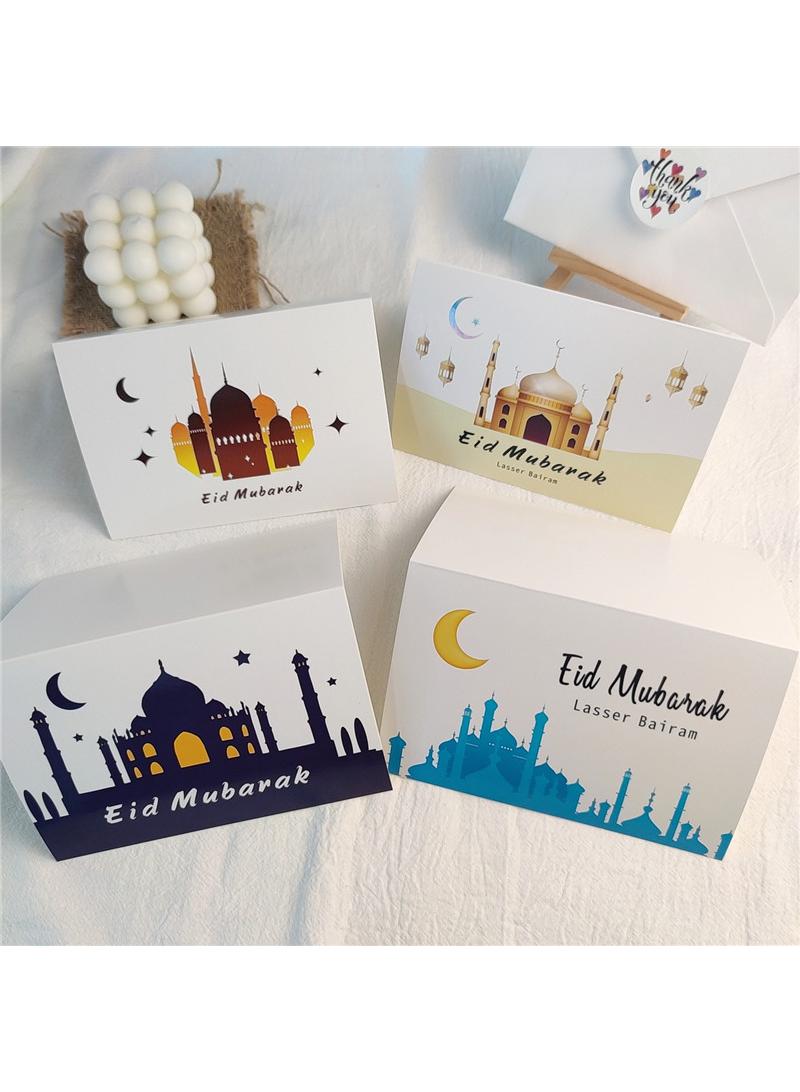 6-Pieces Ramadan Eid Mubarak Gift Cards Holiday Greeting Cards With Envelopes 981 Multicolour 10x15CM - Image 3