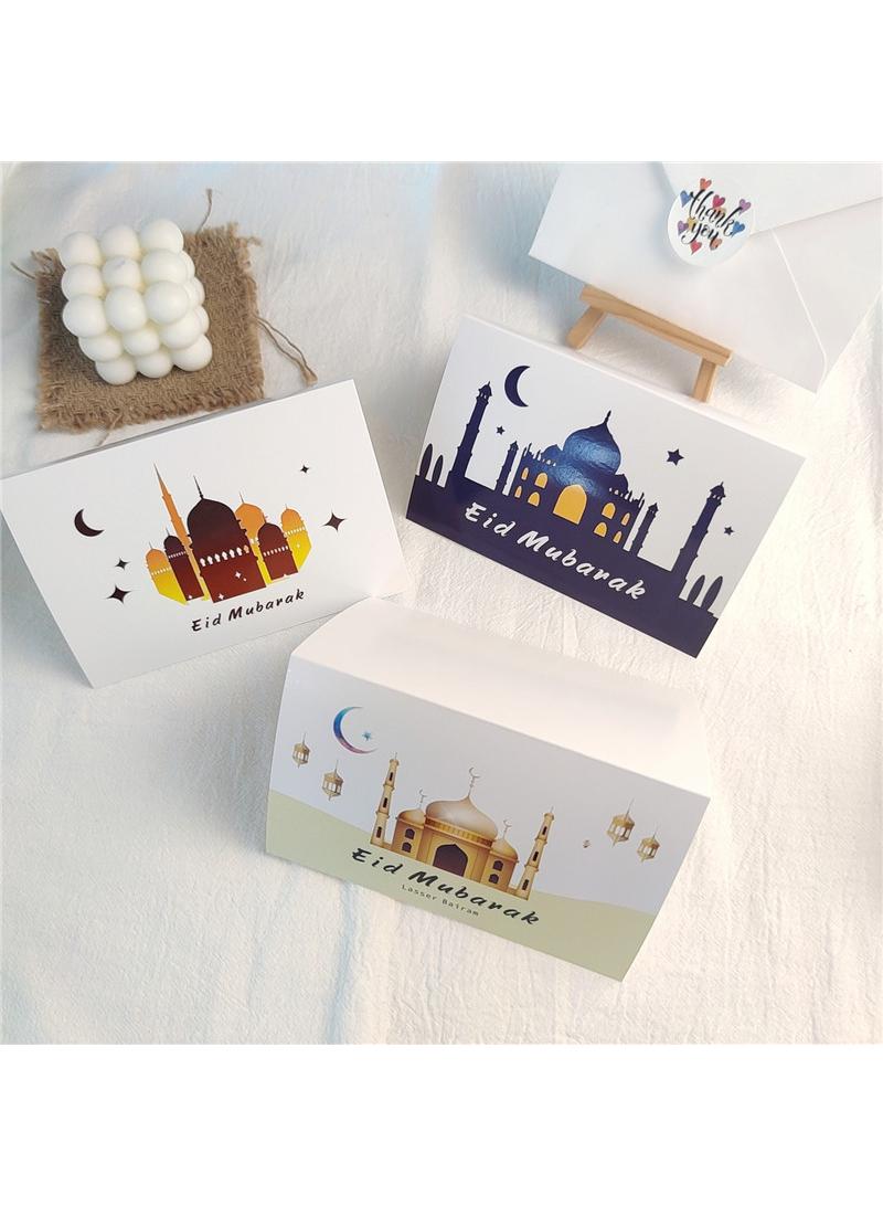 6-Pieces Ramadan Eid Mubarak Gift Cards Holiday Greeting Cards With Envelopes 981 Multicolour 10x15CM - Image 5