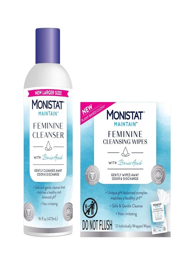Monistat Boric Acid Feminine Cleanser, (1 Wash & 1 Cloth (Variety Pack - Image 1