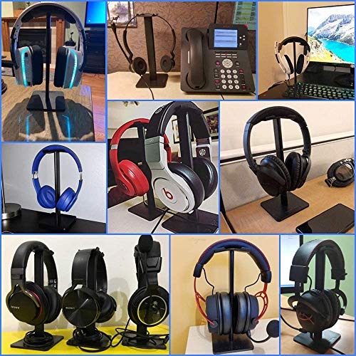 New bee Headphone Stand Headset Holder Earphone Stand with Aluminum Supporting Bar Flexible Headrest ABS Solid Base for All Headphones Size (Black) - Image 5