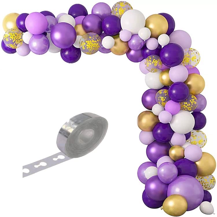 SOI Purple Decoration item 46 PCS | Metallic Pastel Balloons | Confetti Balloons For Decoration | Purple Decoration For Birthday (Purple White) - Image 1