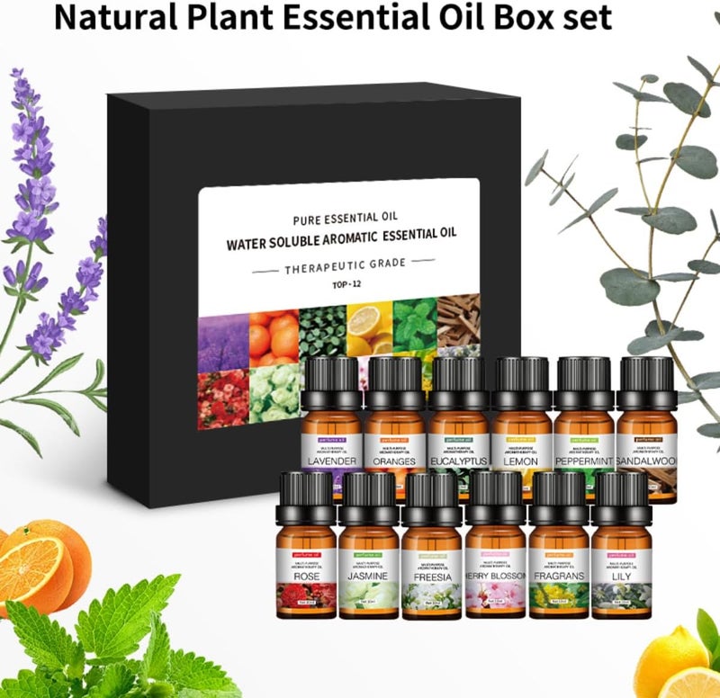 SKY-TOUCH Essential Oils Set - 12 Aromatic Water Soluble Oils for Diffusers, 100% Pure Therapeutic Grade - Image 3