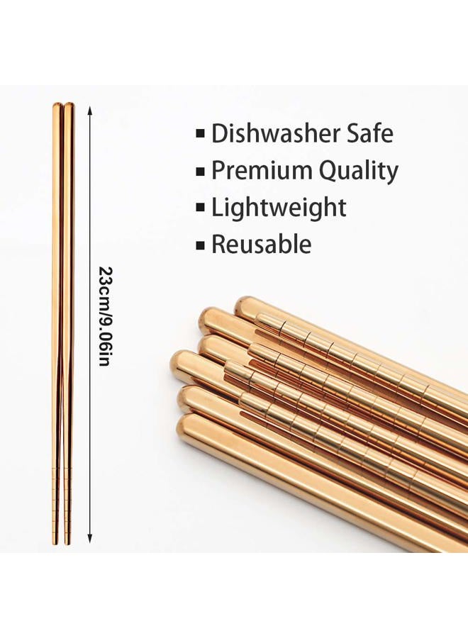 MUYOS Stainless Steel Chopsticks Reusable Multicolor Lightweight 304 Metal Chopsticks Dishwasher Safe - 5 Pairs (Rose Gold) - Image 4