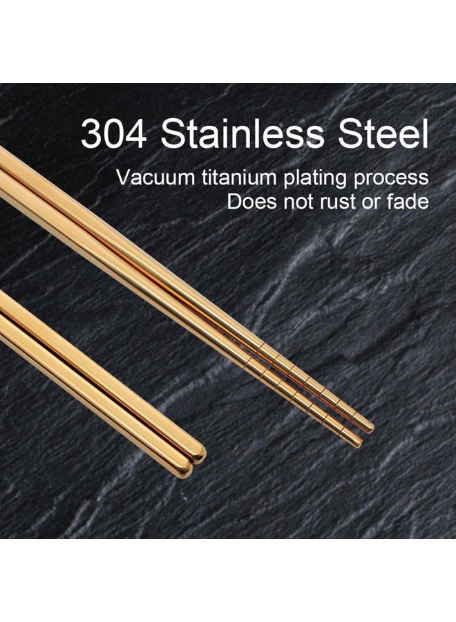 MUYOS Stainless Steel Chopsticks Reusable Multicolor Lightweight 304 Metal Chopsticks Dishwasher Safe - 5 Pairs (Rose Gold) - Image 5