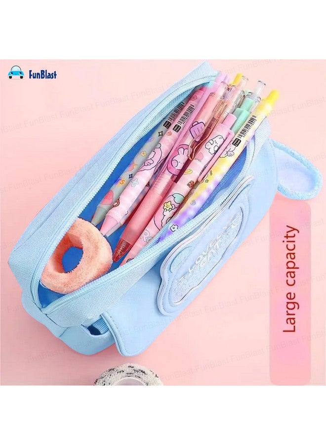 فنبلاست حقيبة أدوات مكتبية من FunBlast للبنات - حقيبة أقلام كبيرة السعة، حافظة أقلام متعددة الأغراض مع قفل بسحاب، حقيبة كاواي، حقيبة أقلام وقلامة للأطفال في المدارس، البنات (أزرق سماوي) - Image 4