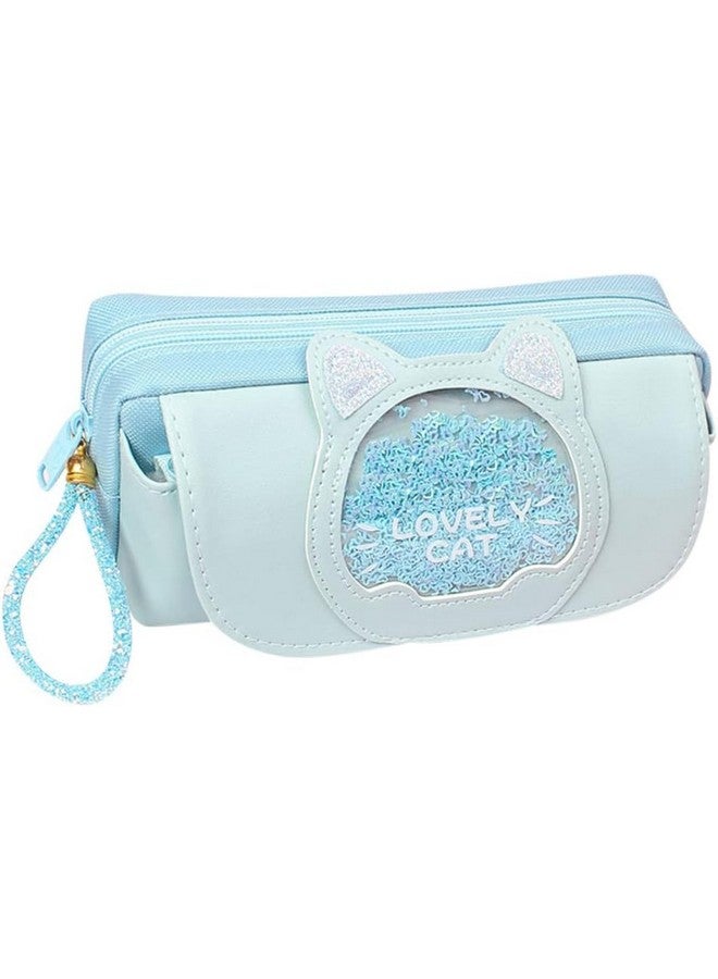 فنبلاست حقيبة أدوات مكتبية من FunBlast للبنات - حقيبة أقلام كبيرة السعة، حافظة أقلام متعددة الأغراض مع قفل بسحاب، حقيبة كاواي، حقيبة أقلام وقلامة للأطفال في المدارس، البنات (أزرق سماوي) - Image 1