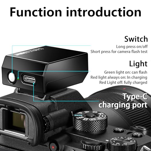 MEDALight Upgrade فلاش كاميرا F1s صغير من الألمنيوم لكاميرات Ricoh GR3/GR3X/Fuji/Sony ZV1/Nikon/Canon/Olympus/الكاميرات الرقمية للأفلام، فلاش كاميرا محمول لحذاء الكاميرا الساخن لكاميرات DSLR (أسود) - Image 3