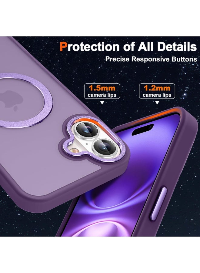 جراب مغناطيسي لهاتف iPhone 17 مع حامل حلقي، [حماية من السقوط من ارتفاع 10 أقدام] [ملمس مخملي] جراب هاتف نحيف شفاف غير لامع مقاوم للصدمات لهاتف iPhone 17 مقاس 6.3 بوصة، (أرجواني) - Image 5