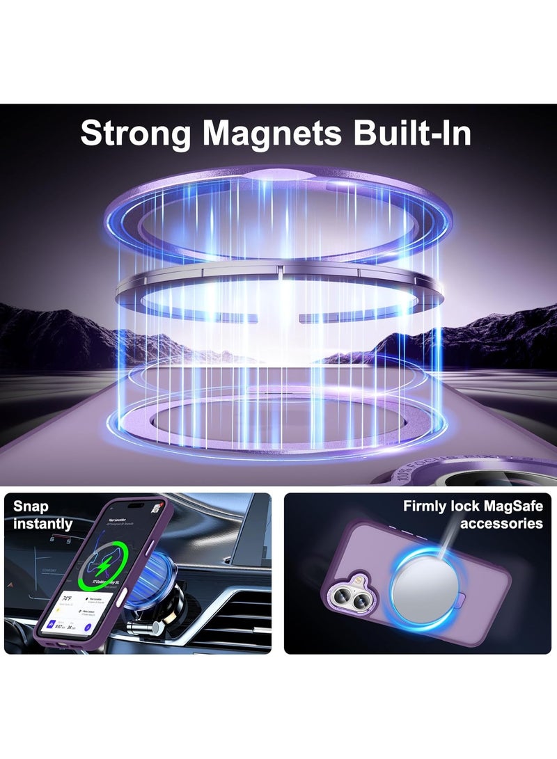 جراب مغناطيسي لهاتف iPhone 17 مع حامل حلقي، [حماية من السقوط من ارتفاع 10 أقدام] [ملمس مخملي] جراب هاتف نحيف شفاف غير لامع مقاوم للصدمات لهاتف iPhone 17 مقاس 6.3 بوصة، (أرجواني) - Image 4
