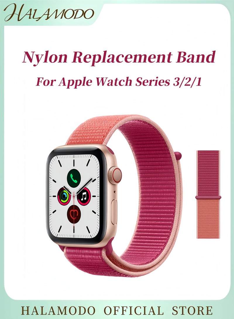 هالامودو أربطة نايلون لساعة Apple Watch Series 3 2 1، حزام فيلكرو رياضي ناعم بديل، أحزمة قابلة للتعديل وقابلة للتمدد وجيدة التهوية للرجال والنساء - Image 1