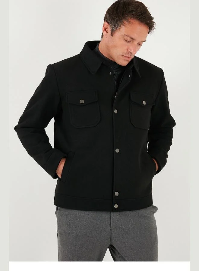 Buratti  Buratti Slim Fit Jacket Collar Lined Cashmere Coat Men's COAT 58400347 for Men | Best Price UAE