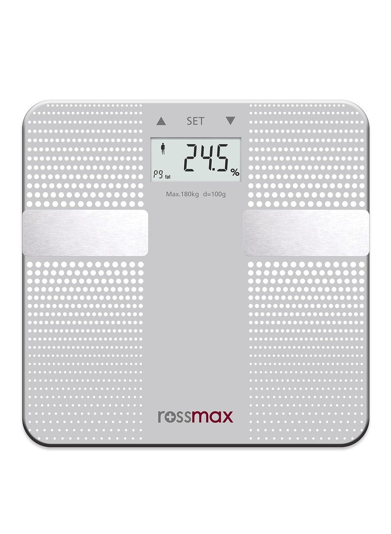 Rossmax WF260 Body Fat Monitor Silver - Swiss Design Smart BMI Analyzer, Accurate Health Tracker with Digital Display - Body Composition Measurement for Weight Management - Image 1
