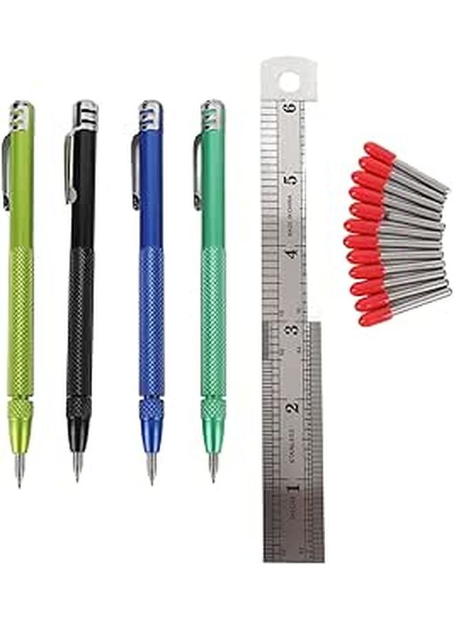 Tungsten Carbide Scribing Pen Set with Ruler and Magnetic Storage for Tile Glass Metal - Image 1
