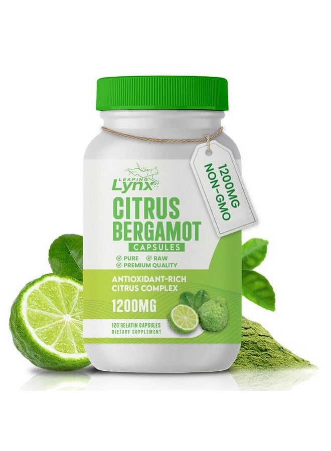 Leaping Lynx Citrus Bergamot Capsules 1200mg - Heart & Cholesterol Support Supplement - 120 Capsules, 60-Day Supply - Antioxidant Flavonoids & Polyphenols - Non-GMO, Natural, Cardiovascular Health for Men & Women - Image 1