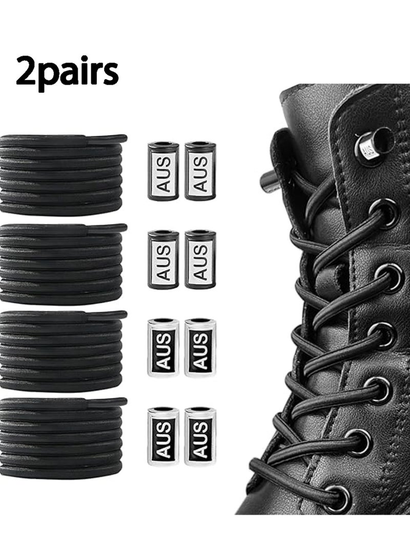 تريكل 2 أزواج لا ربطة حذاء مرنة. بيضاوي ربطة حذاء بلا ربطة. تمديد سلاسل الأحذية للبالغين والأطفال - Image 1