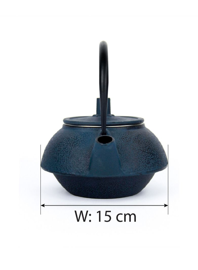 Tealand Cast Iron Teapot Coated with Enameled Interior With Stainless Steel Infuser Tea Kettle 1.0 Liter Blue  - Image 4