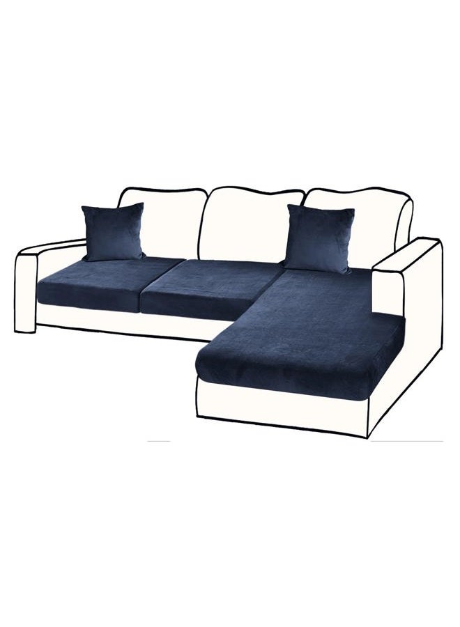 BT.WA Sectional Couch Covers for 3-Piece Seat Cushion Velvet Separate L Shape Couch Cover Stretch Sofa Slipcover with 2 Pieces Pillowcases Furniture Protector (Sofa 2 Seater + 1 Chaise, Navy) - Image 1