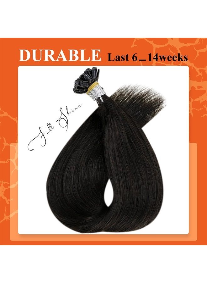Full Shine U Tip Human Hair Extensions 14Inch Black U Tip Hair Extensions Human Hair 1B Remy U Tip Hair Extensions Real Human Hair Black Hot Fusion U Tips Hair Extensions 40g/50s U Tip Hair Extensions - Image 3