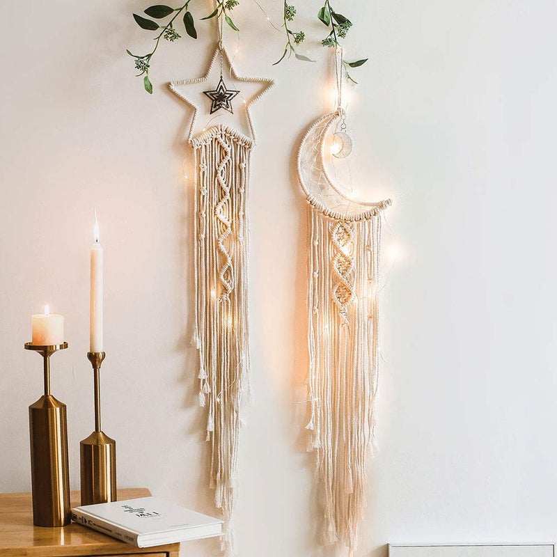 JOBOSI JOBOSI Star Moon Handmade Dream Catcher Boho Wall Hanging Room Decor Teenage Teen Girl Gift Gifts for Girls Teenagers Mother Friends Women 