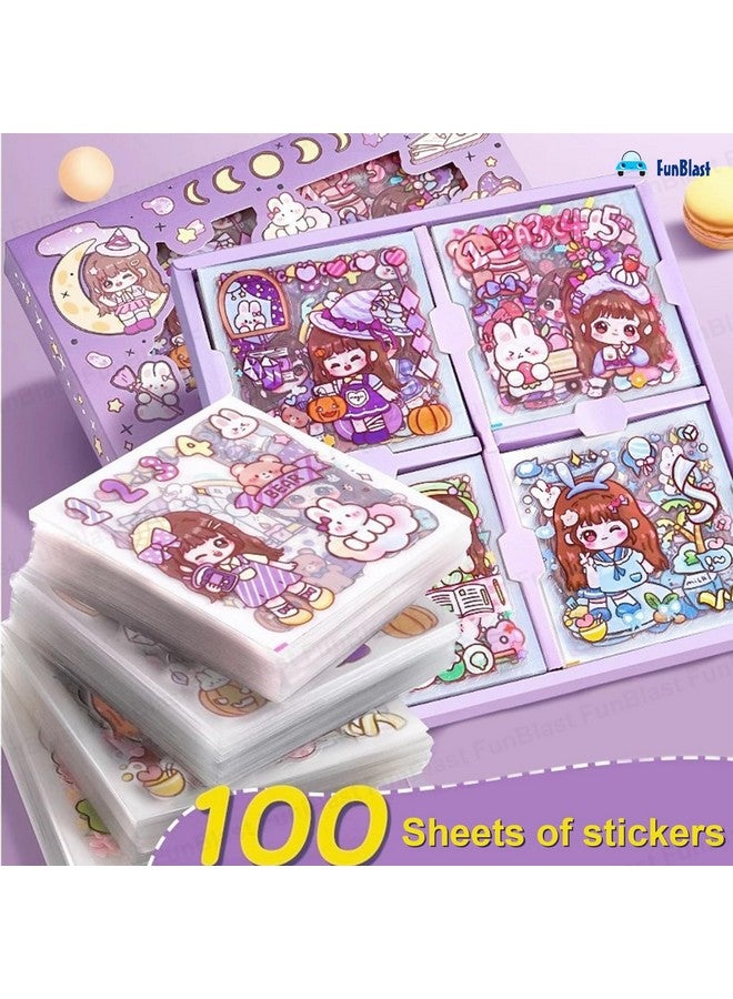 FunBlast Nini’s Magic World Theme Kawaii Self Adhesive Floor Stickers -100 Sheets PVC Cute Washi Sticker for Project, Japanese Style Girls Sticker Set, Scrapbooking, DIY Arts Crafts - 18 x 18 x 2 CM - Image 3