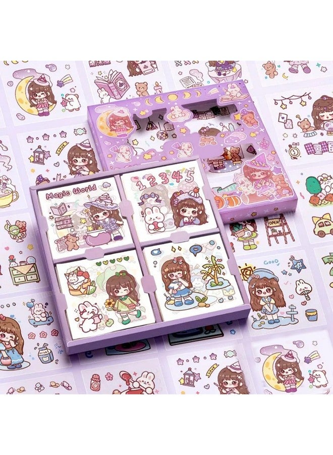 FunBlast Nini’s Magic World Theme Kawaii Self Adhesive Floor Stickers -100 Sheets PVC Cute Washi Sticker for Project, Japanese Style Girls Sticker Set, Scrapbooking, DIY Arts Crafts - 18 x 18 x 2 CM - Image 1