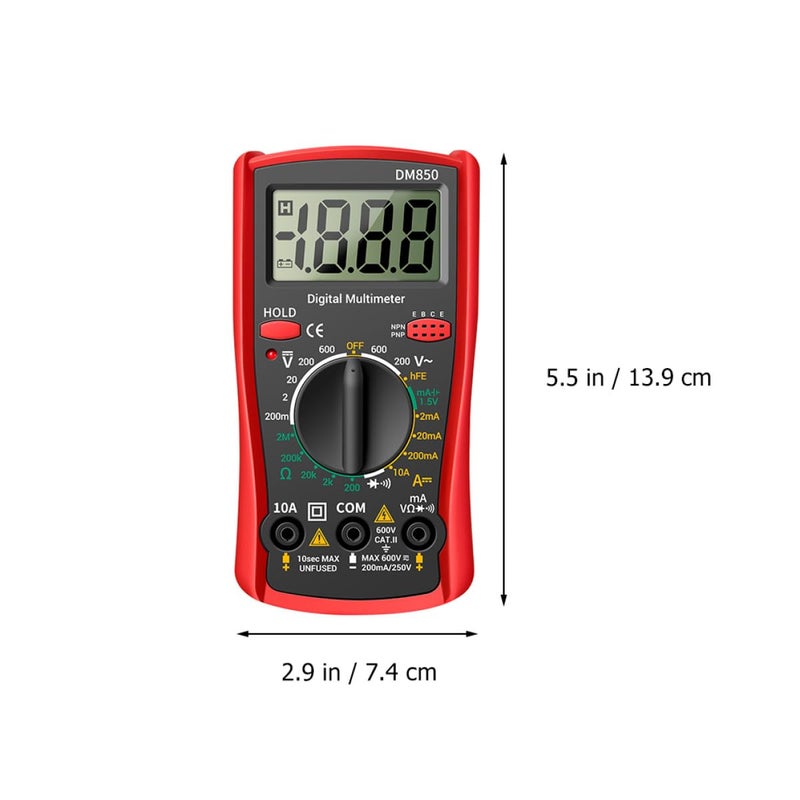 Auto Ranging Digital Multimeter Voltage Current Tester Resistance Capacitance Diode Measurement Handheld Electrical Repair Tool Red - Image 3