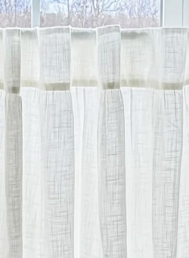 Piper Classics Elizabeth Ruffled Tiers, Set/2, 24" L x 36" W, Antique White, Semi-Sheer, Cottage Farmhouse Style, Café Curtains - Image 2