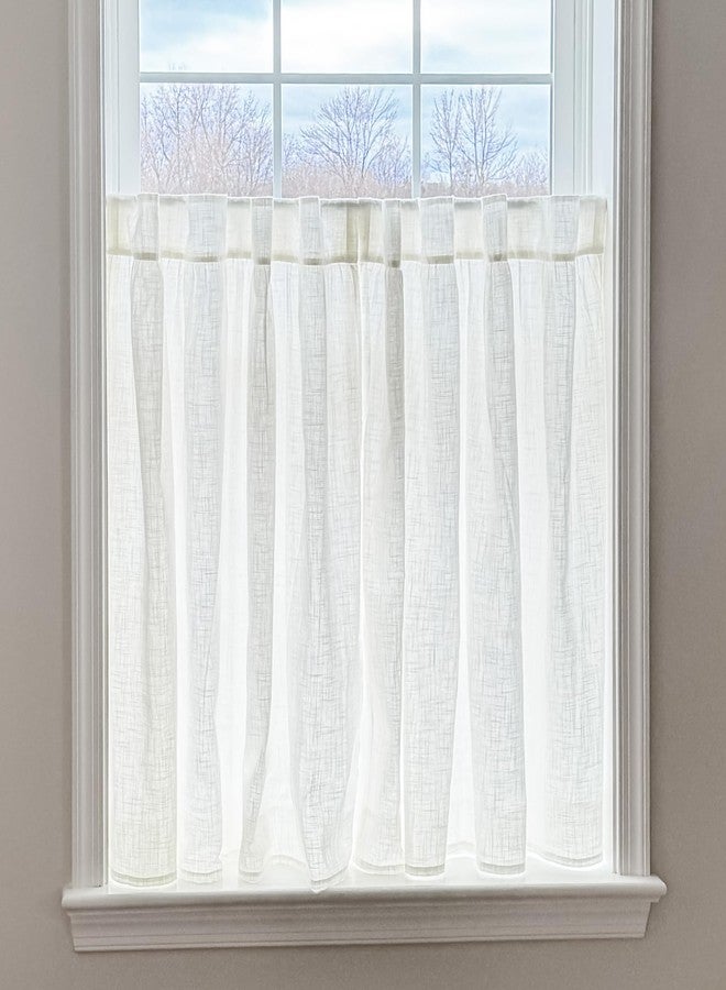 Piper Classics Elizabeth Ruffled Tiers, Set/2, 24" L x 36" W, Antique White, Semi-Sheer, Cottage Farmhouse Style, Café Curtains - Image 1