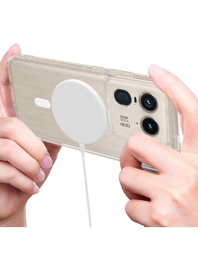 عام غطاء لجهاز Motorola Edge 50 Ultra، شفاف ومضاد للاصفرار بفضل مادة الـ PC المغناطيسية، مضاد للصدمات والتساقط 【يدعم الشحن اللاسلكي والإكسسوارات المغناطيسية】. - Image 2