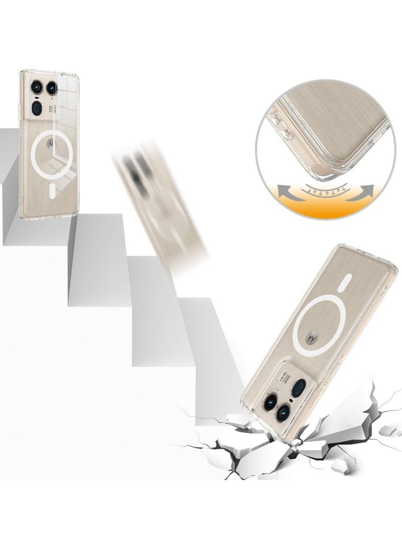 عام غطاء لجهاز Motorola Edge 50 Ultra، شفاف ومضاد للاصفرار بفضل مادة الـ PC المغناطيسية، مضاد للصدمات والتساقط 【يدعم الشحن اللاسلكي والإكسسوارات المغناطيسية】. - Image 3