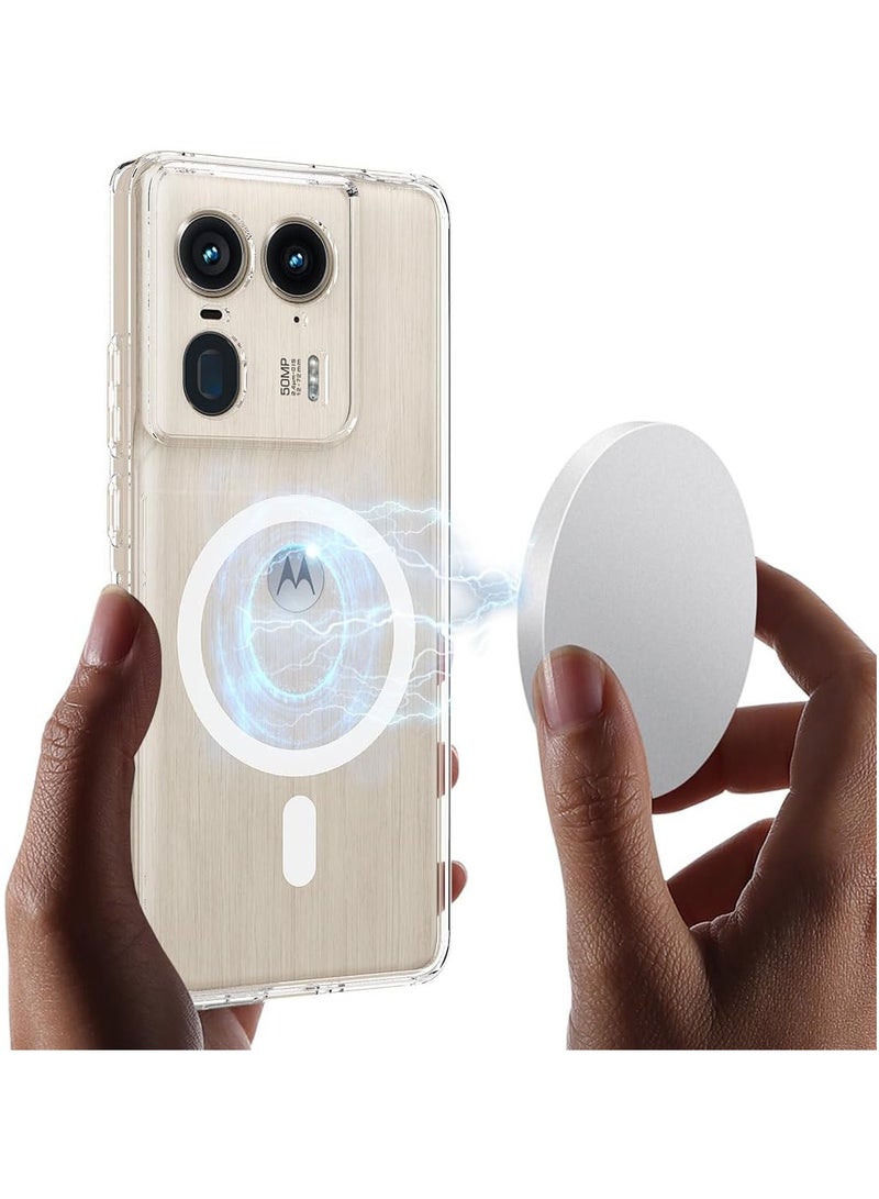 عام غطاء لجهاز Motorola Edge 50 Ultra، شفاف ومضاد للاصفرار بفضل مادة الـ PC المغناطيسية، مضاد للصدمات والتساقط 【يدعم الشحن اللاسلكي والإكسسوارات المغناطيسية】. - Image 5