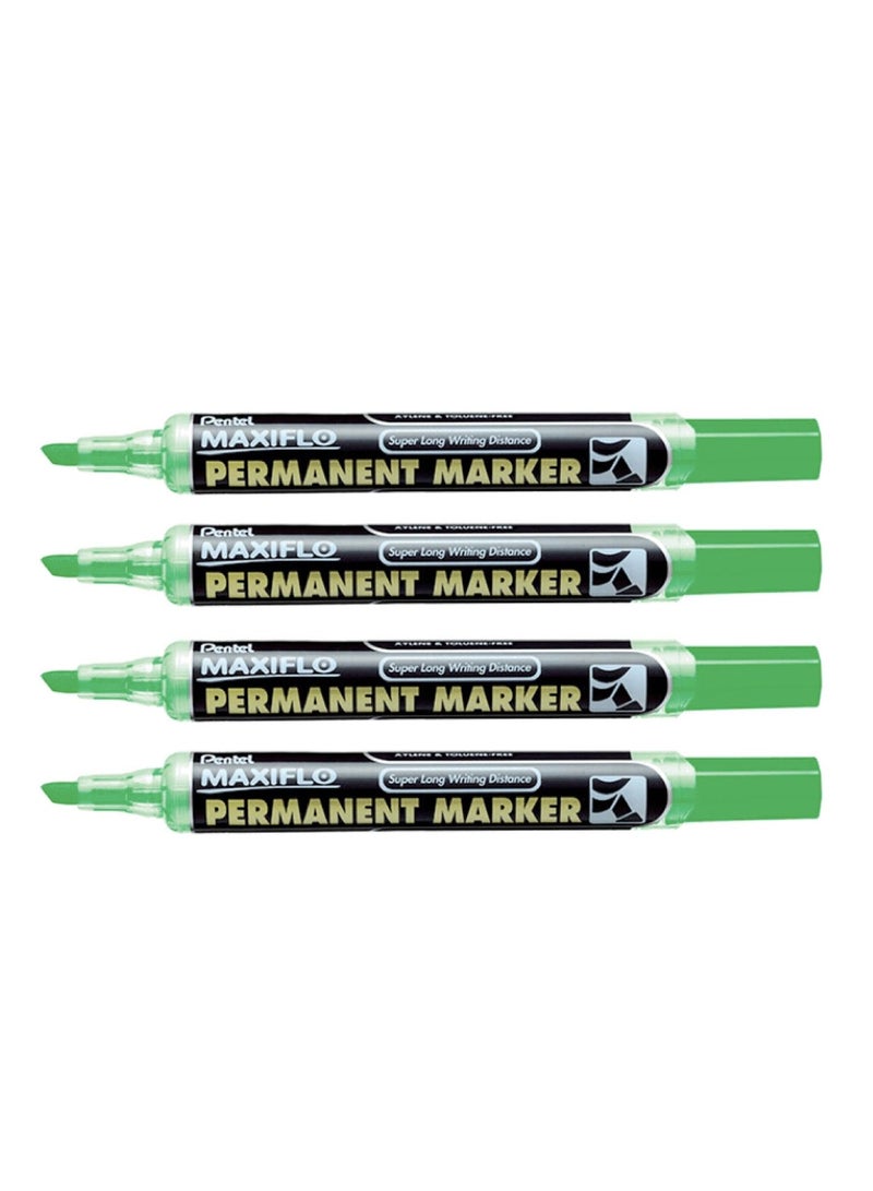 Pentel 4-Piece Permanent Marker Chisel Tip Green Ink - Image 1
