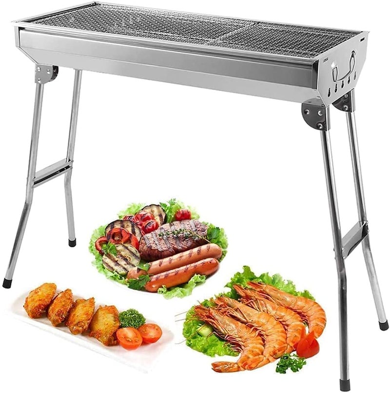 Delavala Portable Foldable 72Cm Stainless Steel Tandoor Charcoal Barbeque Bbq Grill Set With Charcoal Tray Top Cooking Grate For Home Garden Free Standing - Image 2