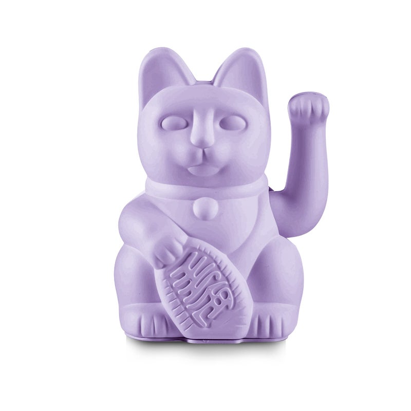 DONKEY Products Lucky Cat Lilac 330544 Japanese Lucky Charm Waving Cat Plastic in Purple Size 85 x 105 x 15 cm