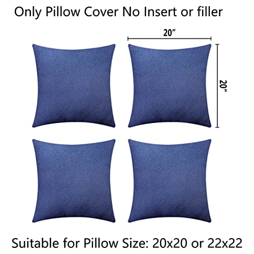 Demetex Outdoor Pillow Covers 20x20 Waterproof Decorative Pillow Cases Square Throw Pillows for Couch Outside Patio Garden, Set of 4, 20 x 20 Inch, Navy Blue - Image 2
