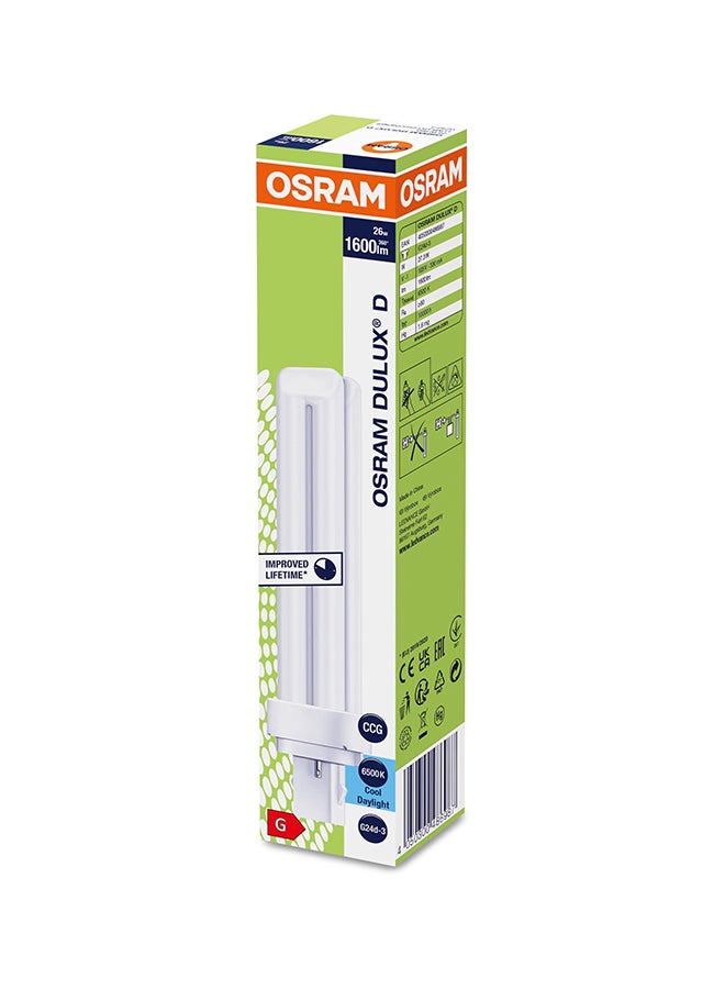 OsRAM Dulux-D, 26 Watt 26W / G24D-3 Cap / 865 Daylight Color