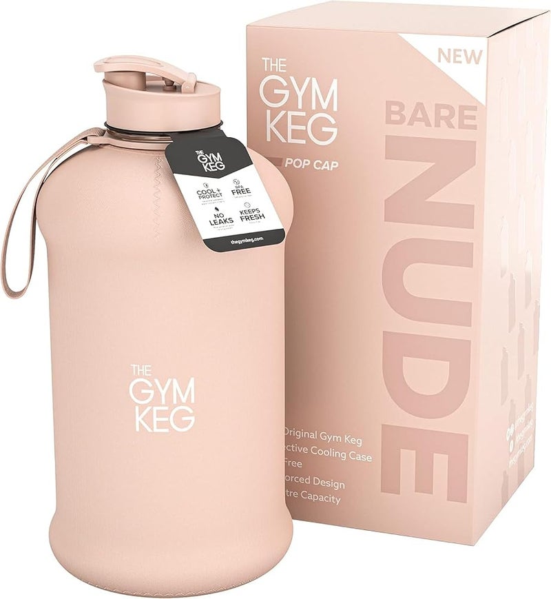 الكوتش زجاجة مياه رياضية The Gym Keg (2.2 لتر) معزولة نصف جالون مقبض للحمل زجاجة مياه كبيرة للاستخدام المتكرر مصنوعة من بلاستيك صديق للبيئة خالي من مادة BPA، مقاومة للتسرب (لون وردي) - Image 1