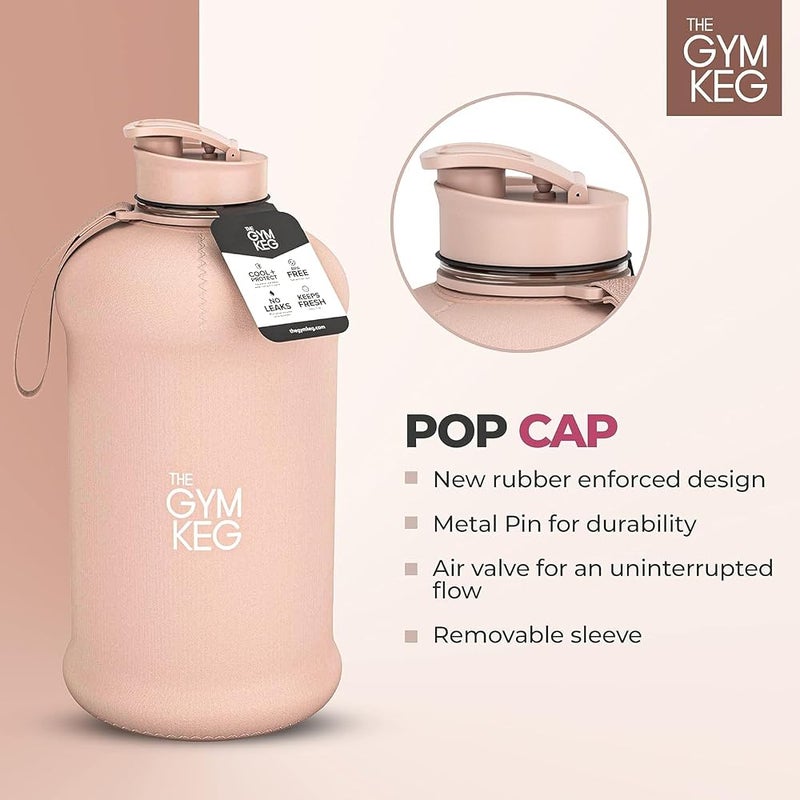 الكوتش زجاجة مياه رياضية The Gym Keg (2.2 لتر) معزولة نصف جالون مقبض للحمل زجاجة مياه كبيرة للاستخدام المتكرر مصنوعة من بلاستيك صديق للبيئة خالي من مادة BPA، مقاومة للتسرب (لون وردي) - Image 2