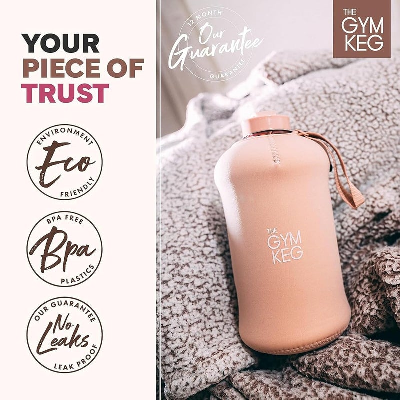 الكوتش زجاجة مياه رياضية The Gym Keg (2.2 لتر) معزولة نصف جالون مقبض للحمل زجاجة مياه كبيرة للاستخدام المتكرر مصنوعة من بلاستيك صديق للبيئة خالي من مادة BPA، مقاومة للتسرب (لون وردي) - Image 5