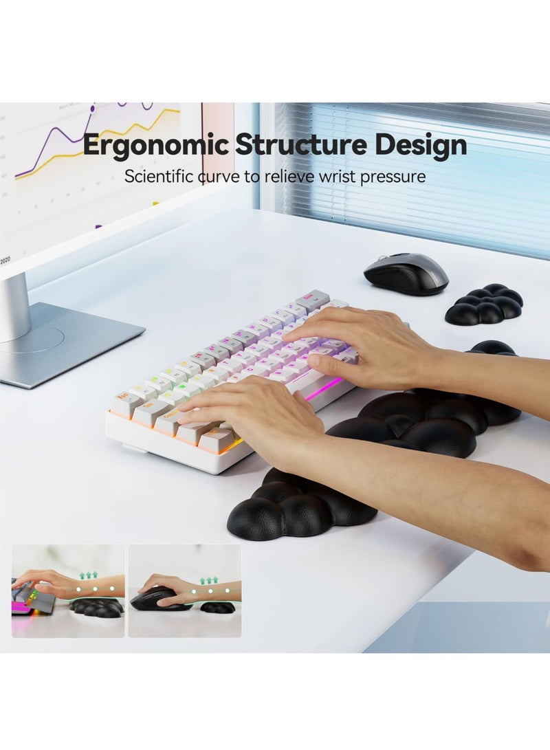Rock Pow Keyboard Wrist Rest Set Cute Cloud Shape Wrist Rest Support for Mouse Keyboard Computer Elbow Pad Arm Rest Mouse Wrist Cushion Ergonomic Design for Typing Comfortably - Image 2